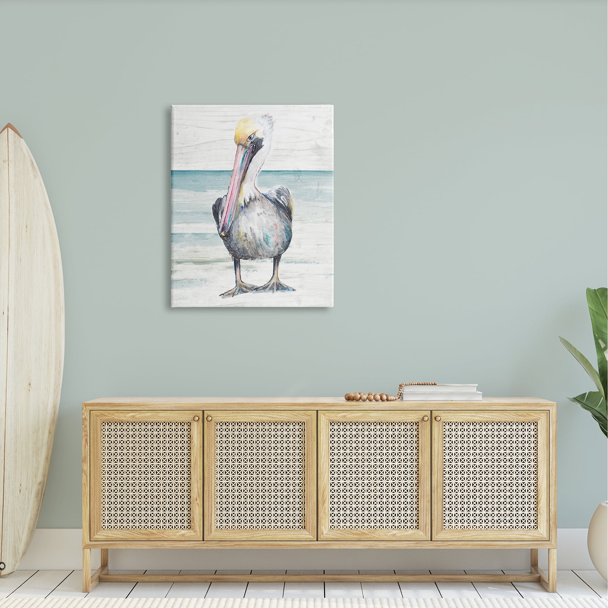 Stupell Industries Pelican Bird Standing Beach Sand Grain Pattern Graphic Art Gallery Wrapped Canvas Print Wall Art, Design by Patricia Pinto