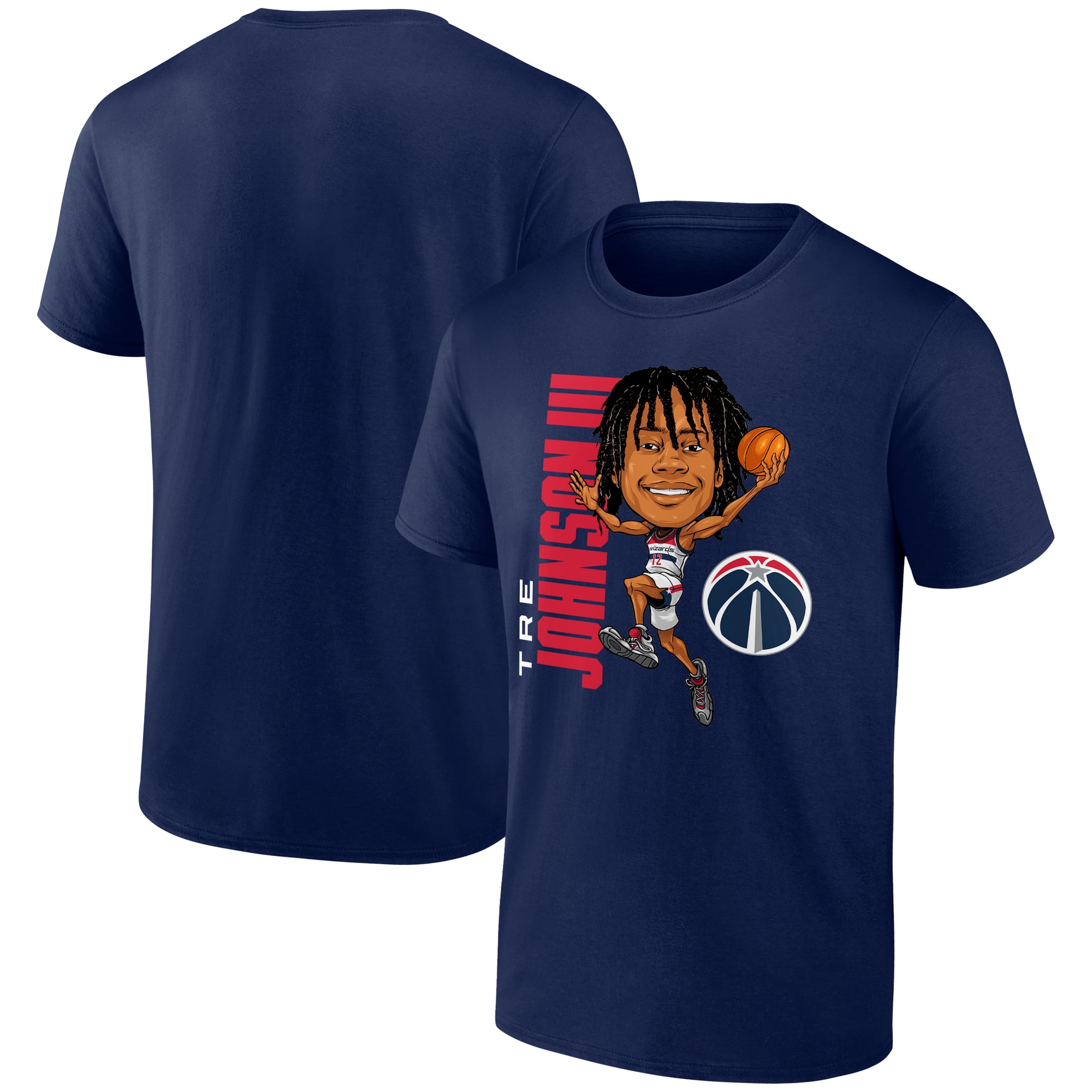 Men's Tre Johnson III Navy Washington Wizards Caricature T-Shirt
