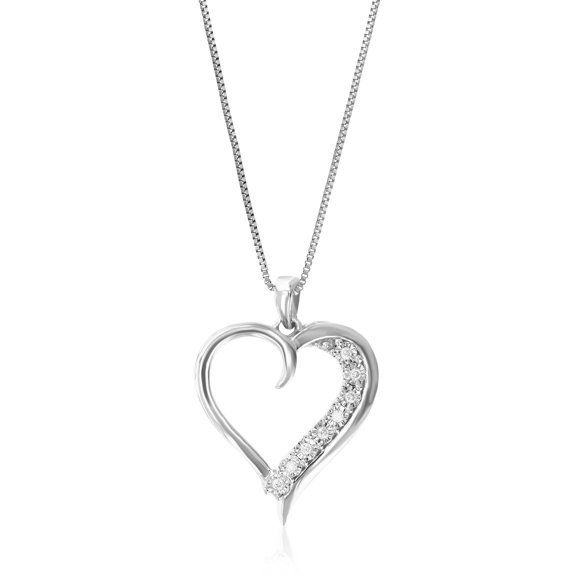 Vir Jewels 1/14 CTTW Lab Grown Diamond Heart Pendant Necklace in Sterling Silver with Chain For Women