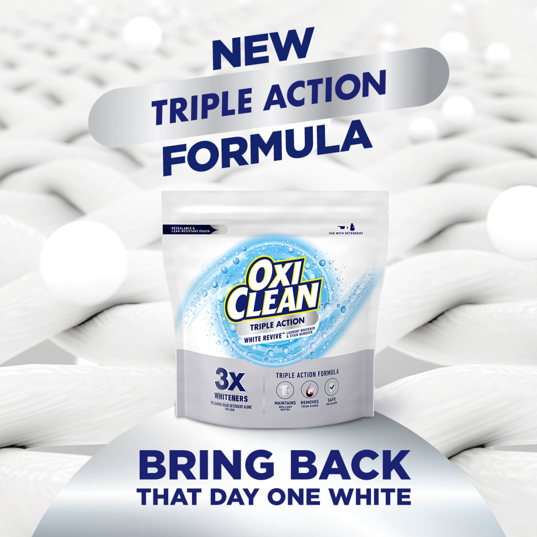 OxiClean Triple Action White Revive Laundry Whitener and Stain Remover Powder, 6.5
lbs
