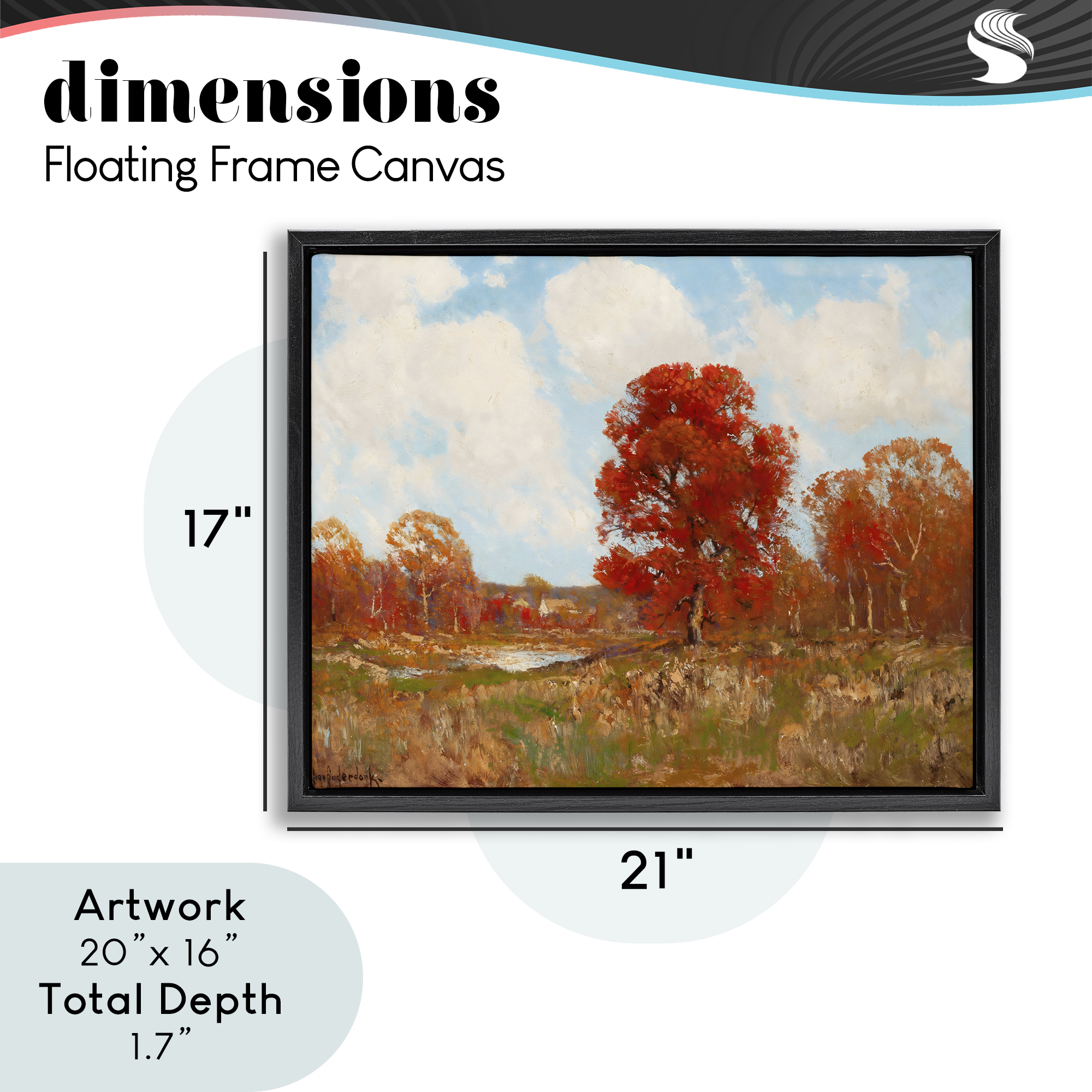 Fall Landscape with Red Foliage Black Framed Floater Canvas Wall Art, design by Arlington Prints
