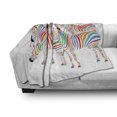 thumbnail image 3 of Funny Soft Flannel Fleece Throw Blanket, Colorful Animal Herd with Rainbow Stripes Digital Art Print Modern Safari, Cozy Plush for Indoor and Outdoor Use, 50" x 60", Multicolor, by Ambesonne, 3 of 6