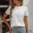 thumbnail image 5 of Jalioing Short Sleeve Womens Tops Dressy Casual Eyelet Crew Neck Fashion Summer Shirts Trendy Loose Tunic Blouses, 5 of 6