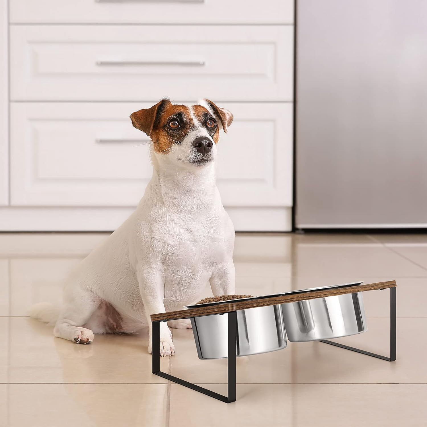 elevated dog bowl, large raised dog bowl rack, suitable for large, medium and small dogs