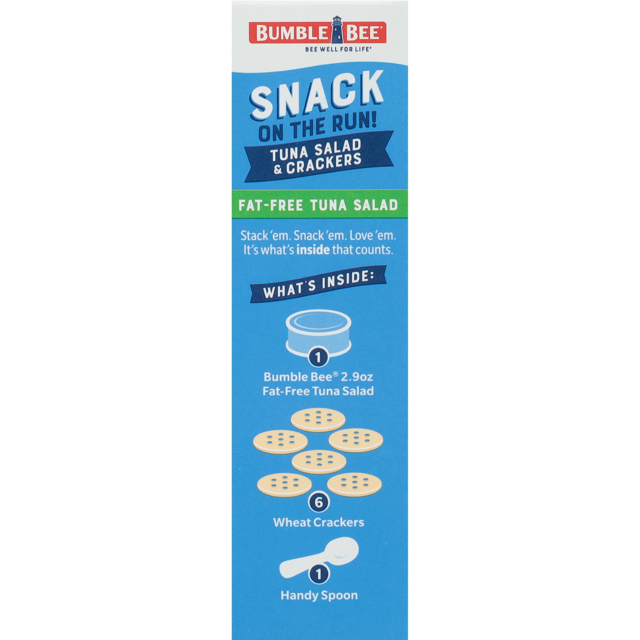 (3 pack) Bumble Bee Snack on The Run Fat Free Tuna Salad with Crackers Kit, 8g Protein Per Serving, Ready to Eat, Spoon Included, Shelf Stable Box, 3.5 oz
