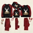 thumbnail image 1 of PatPat Conjuntos de pijamas a juego con empalme a cuadros y estampado de astas con letras de Feliz Navidad para la familia (resistente al fuego), 1 of 3