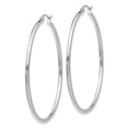 thumbnail image 2 of 14k White Gold Polished 2x50mm Lightweight Tube Hoop Earrings 14k White Gold Earrings, 2 of 4