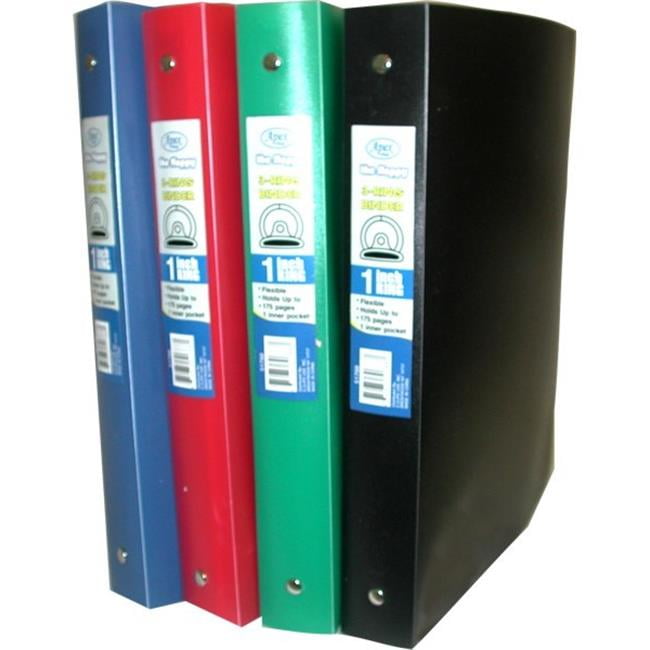 DDI 1285280 Apex 1" 3Ring Binder Assorted Colors Flexible Poly Cover