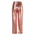 thumbnail image 6 of MIASHUI Women's Slimming Nightclub Glitter Casual Pants Comfortable Ankle Length Trousers Solid Color Party Wear Long Sequin Disco Pants for Women Pink,L, 6 of 6