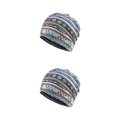 thumbnail image 4 of Transemion Bonnet Décontracté Musulman Hijab Imprimé Floral Turban Coloré Protection des Oreilles Ajustable Bonnet de Nuit Bleu Rayé 2Set, 4 of 6