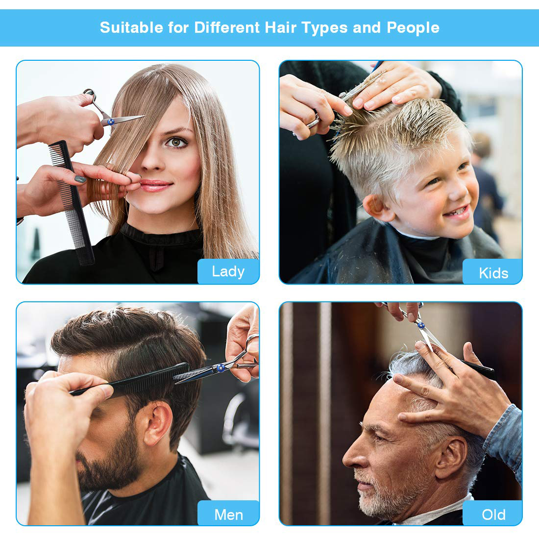 Professional Hair Cutting Scissors Kit, Hair Scissors, Thinning Shears, Comb, Hairdressing Shears Set for Barber, Salon, Home, 6.7 inch