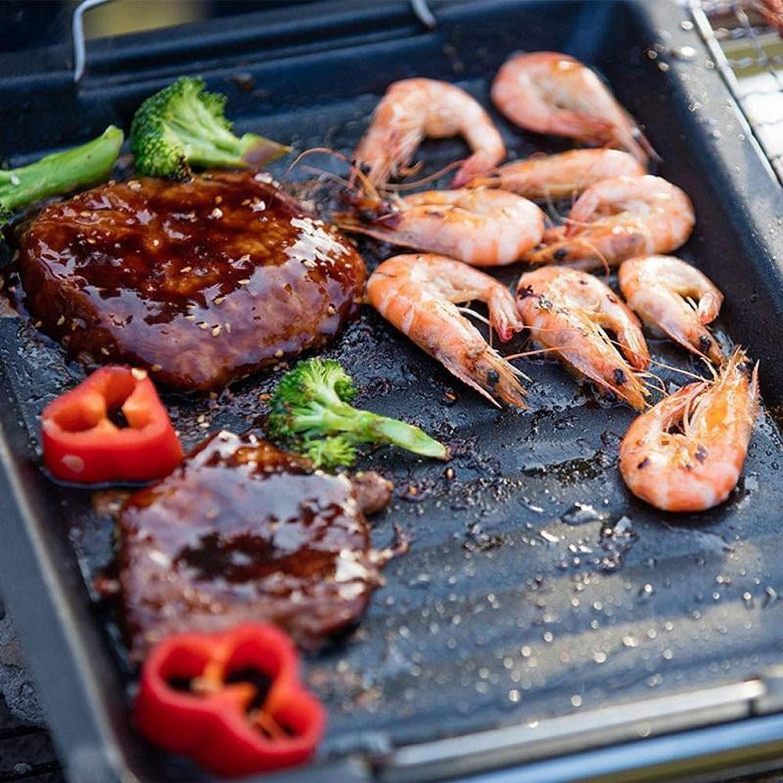 Whoamigo Rectangle BBQ Grill Pan Non Stick Griddle Pan Plate Tray Ridged  Surfaces Housewares for Indoor Outdoor BBQ Gas 