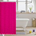thumbnail image 3 of Manfei Dreamy Stars Polka Dot Shower Curtain 72Wx72L,Sprinkle Print Bathroom Curtain,Magenta Black, 3 of 5