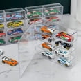 thumbnail image 3 of Clear Acrylic Toy Car Display Case, 1/64 Scale Mini Car Showcase Display, Matchbox Car Storage Box for Mini Toy Display, 8 Compartments, 2 Pack (4pcs), 3 of 7