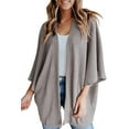 thumbnail image 1 of LinYooLi Women's Kimono Open Front Waffle Knit Cardigans Solid Sweater Batwing Sleeve Shawl Collared Soft Slouchy Cloak, 1 of 6