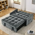 thumbnail image 2 of 47 Inch Loveseat Sofa Bed with Pull-Out Sleeper, Mid-Century Modern Velvet Convertible Sofa with Adjustable Back, USB-C Charging and Arm Storage Pockets, Grey, 2 of 10