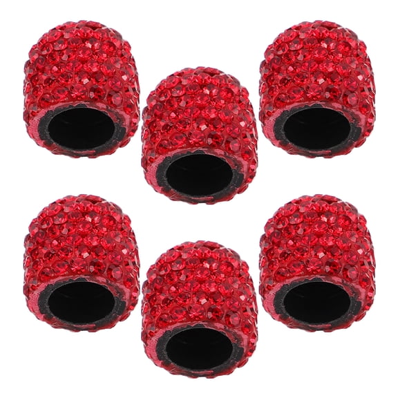 Hemobllo 6Pcs Red Car Valve Stem Caps Sparkling Rhinestone Design for Cars and Bikes