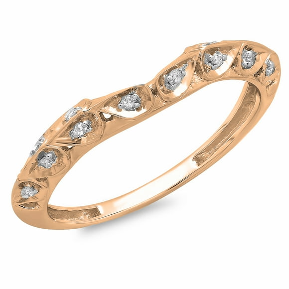 Dazzlingrock Collection 0.10 Carat (ctw) 14K Diamond Anniversary Wedding Stackable Matching Band 1/10 CT, Rose Gold, Size 6.5