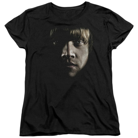 Trevco HP8049-WT-4 Harry Potter & Ron Poster Head-Short Sleeve Womens T-Shirt, Black - Extra Large