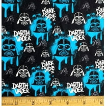 1 Fat Quarter - Star Wars Darth Vader Dark Side in Blue & Black Cotton Fabric - 21" X 18"