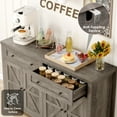 thumbnail image 5 of Homfa Farmhouse Kitchen Cabinet with Adjustable Shelf, 4-Doors 2-Drawers Wood Buffet Sideboard Coffee Bar for Living Room, Gray, 5 of 7