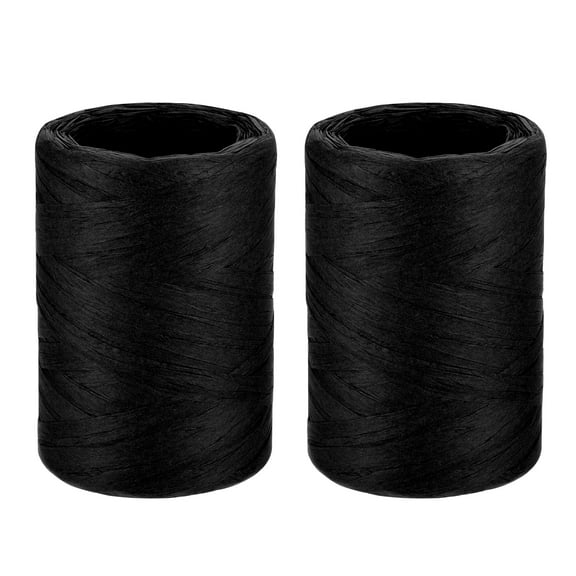 Raffia Paper Ribbon 98 Yard Raffia String Paper Rope Handmade Paper Craft Cord Black / 2 Pcs