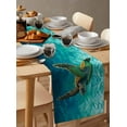thumbnail image 6 of Sea Turtle Coastal Table Runner 72 Inches, Summer Teal Green Beach Nautical Bed Runner Dresser Scarves Tabletop for Indoor Outdoor Parties/Ceremony/Banquet, 16" x 72", 6 of 8