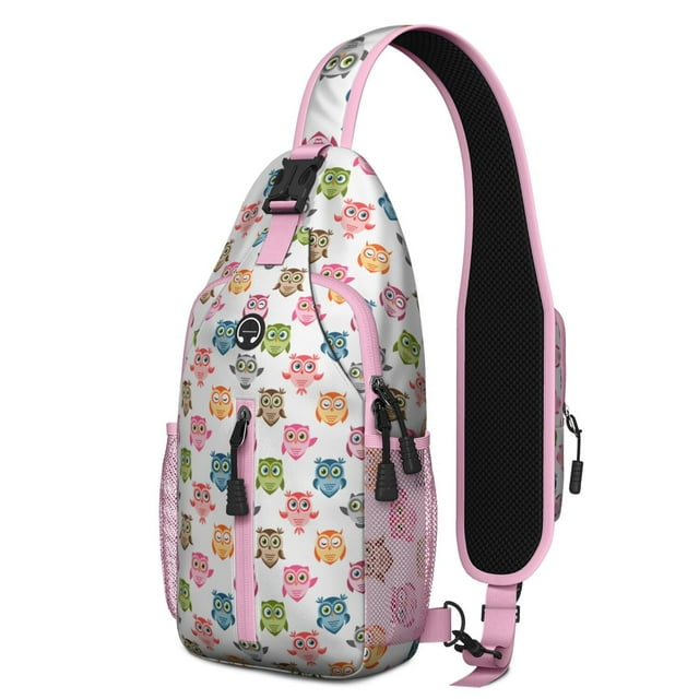 Big Eyes Owl Sling Backpack with Cartoon Snowy Owl Print, Lightweight Crossbody Daypack, Night Pattern Design, Anti-theft Travel Bag for Owl Lovers, Daily Commute, Gym, Outdoor Use