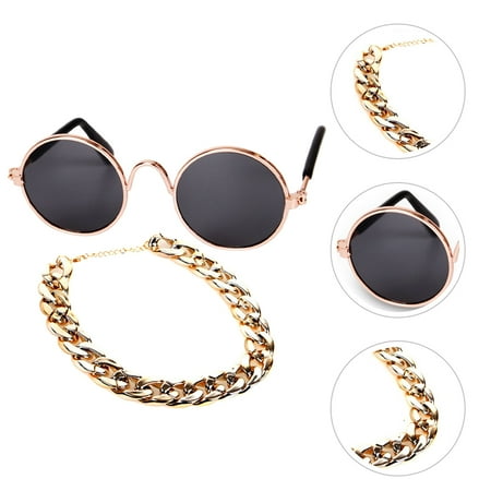 RENACLIPY 1Set Cosplay Pet Glasses and Chain Set Chic Lightweight Decorative Pet Sunglasses