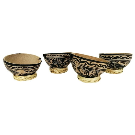 

Mezcal Jicaras (Small Shot Glass Size) - Holds 2-3 Ounces - Hand-carved from Mexico with Natural Fiber Base