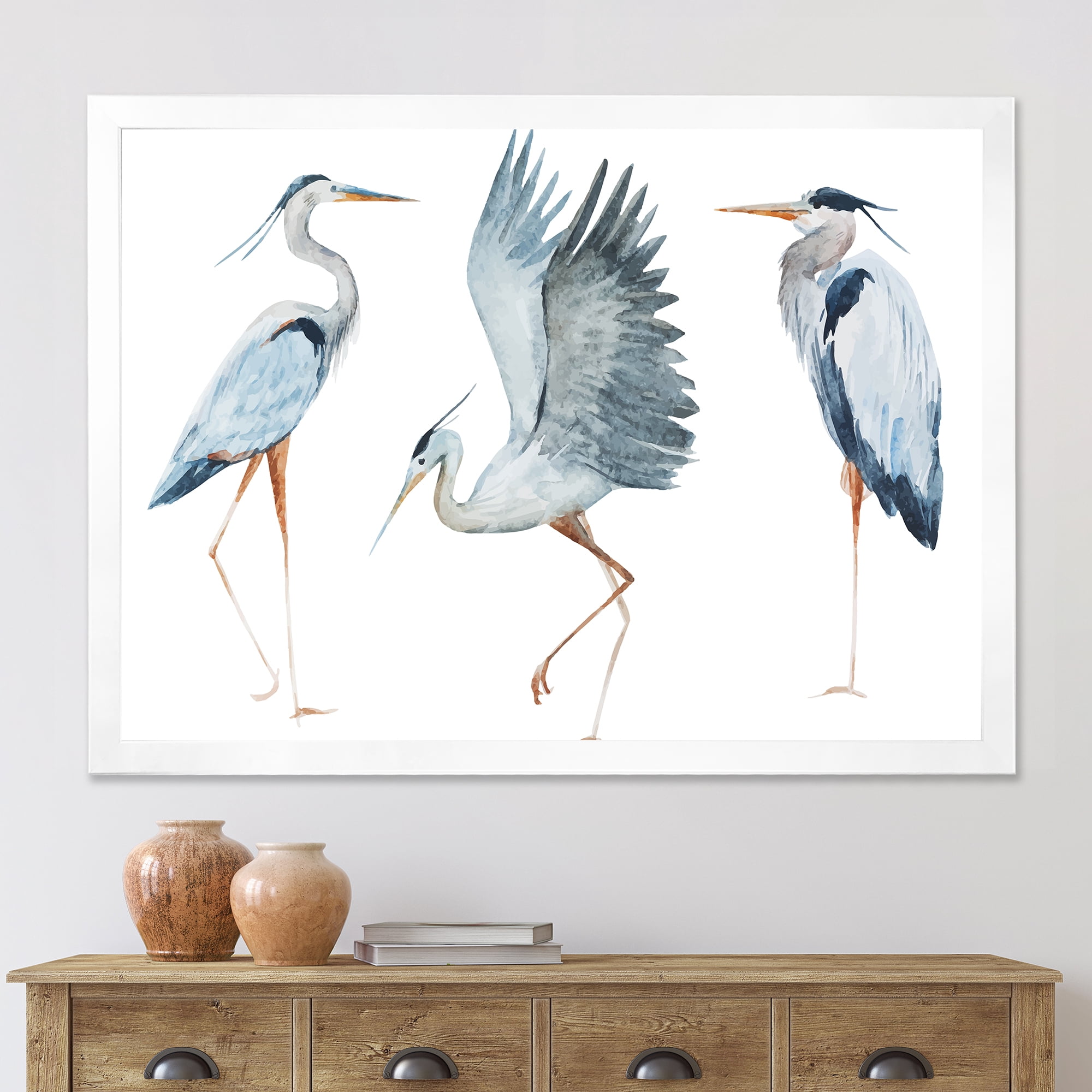 Designart 'Portrait Of Heron Birds II' Traditional Framed Art Print