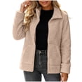 thumbnail image 2 of JOANKDMI Fuzzy Fleece Jacket for Women Full Zip Sherpa Coat Casual Stand Collar Long Sleeve Winter Warm Outerwear with Pockets Cozy Fluffy Tops for Fall Cold Weather, 2 of 5