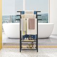 thumbnail image 2 of Towel Racks for Bathroom Metal Towel Rack Standing with Storage Shelf Bathroom Accessories Bath Towel Holder Next to Tub or Shower &Silver ( ), 2 of 8
