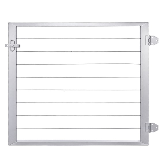 Deck Man Outdoor Gate Integrated Welding Cable Railing Gate for Wood Metal Cable Railing System Stainless Steel Fence Gate (Right Hand in Swing, Slivery)