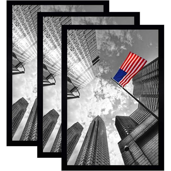 AmPm 16x20 Frame Black 3 Pack, 16x20 Picture Frames for Wall,Wood Frame 16x20 with Mounting Hardware