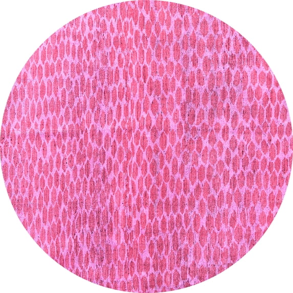 Ahgly Company Indoor Round Abstract Pink Modern Area Rugs, 4' Round