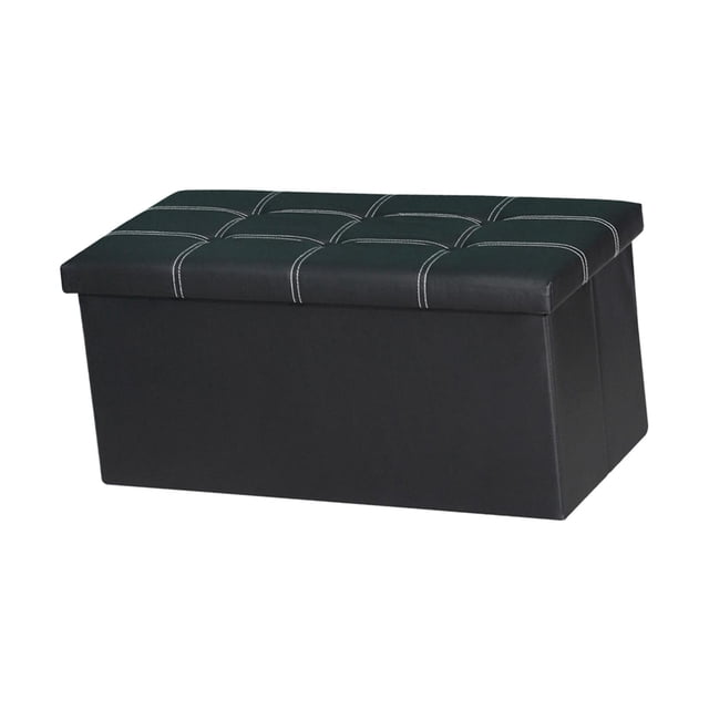 DOLITY Foldable Storage Boxes Seat Storage Bins Storage Ottoman Foot Rest Stool Ottoman Black