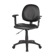 Boss Office Products Diamond Task Chair, Antimicrobial Vinyl with Adjustable Arms, Black