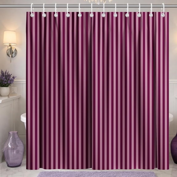Elyvra Modern Striped Shower Curtain, Vertical Pink Purple Lines Bathroom Decor, Elegant Classic Waterproof Polyester Fabric with Hooks, 72x72 Inch