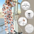 thumbnail image 6 of 2 Piece Outfits for Women Long Sleeve Half Zip Tracksuit, XL, Lapel Sweatshirt, Drawstring Wide Leg Pants with Pockets, Fall Travel Airport Outfits Lounge Set, American Flag Floral Bow, 6 of 7