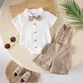 thumbnail image 2 of hoksml Unisex Baby Bodysuit and Suspender Shorts Set, Plaid Bow Tie Outfit, Infant Formal Summer Wear, 2 of 9