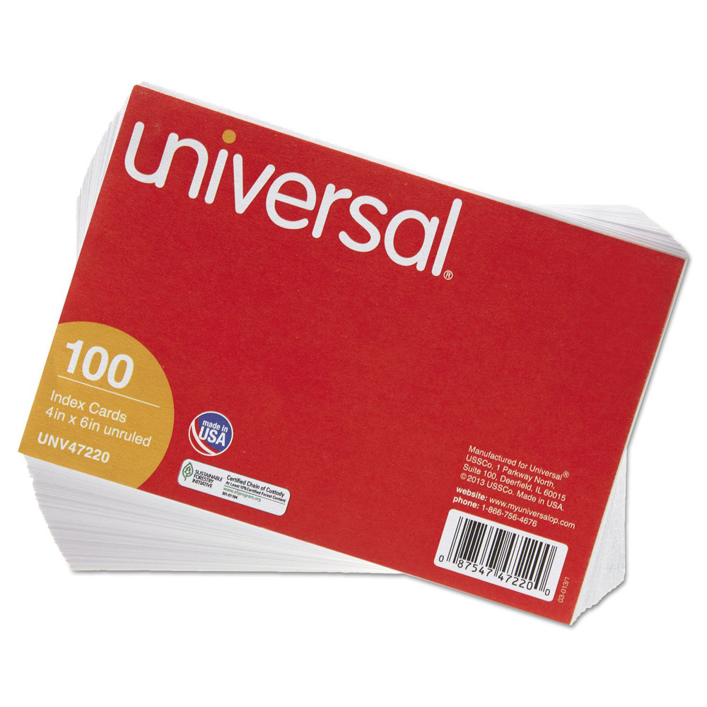 Universal Unruled Index Cards, 4 x 6, White, 100/Pack -UNV47220 - image 2 of 2
