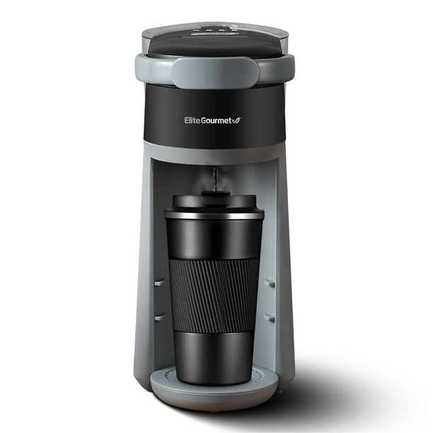 Elite Gourmet EHC323 Rapid Brew Technology Cafetera de cápsulas 2 en 1, capacidad de preparación de 6 ~ 12 oz, K-Cups y molidos, altura de taza ajustable, filtro reutilizable, negro