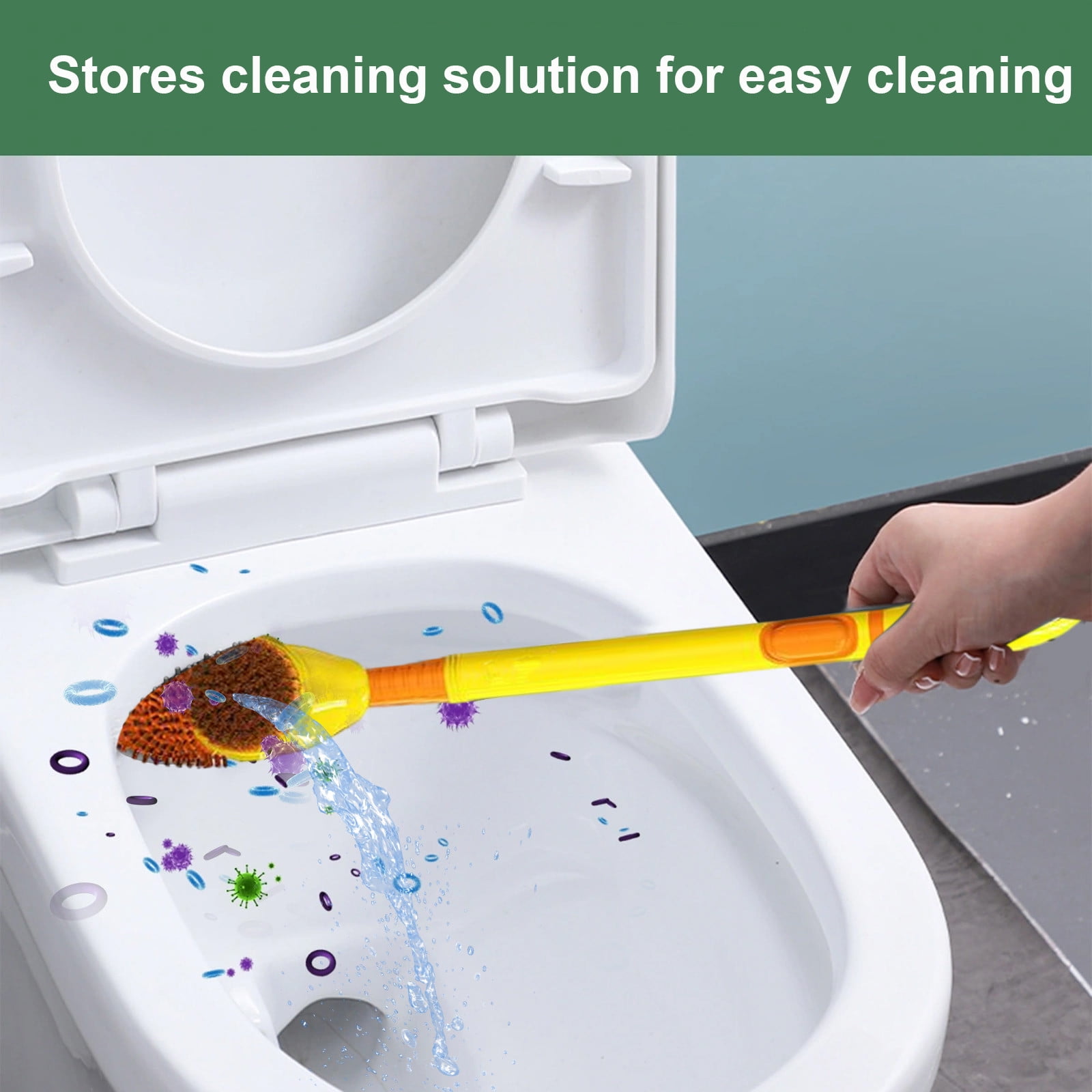 Brosse De Toilette Longue Manche - En Silicone Flexible, Montage Mural - Pour Nettoyage Salle De Bain, Pratique