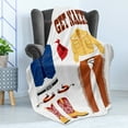 thumbnail image 4 of Cowboy Soft Flannel Fleece Throw Blanket, Classic Country Clothes in Cartoon Style Boats Hat Shirt Pants and Vest Print, Cozy Plush for Indoor and Outdoor Use, 70" x 90", Multicolor, by Ambesonne, 4 of 5