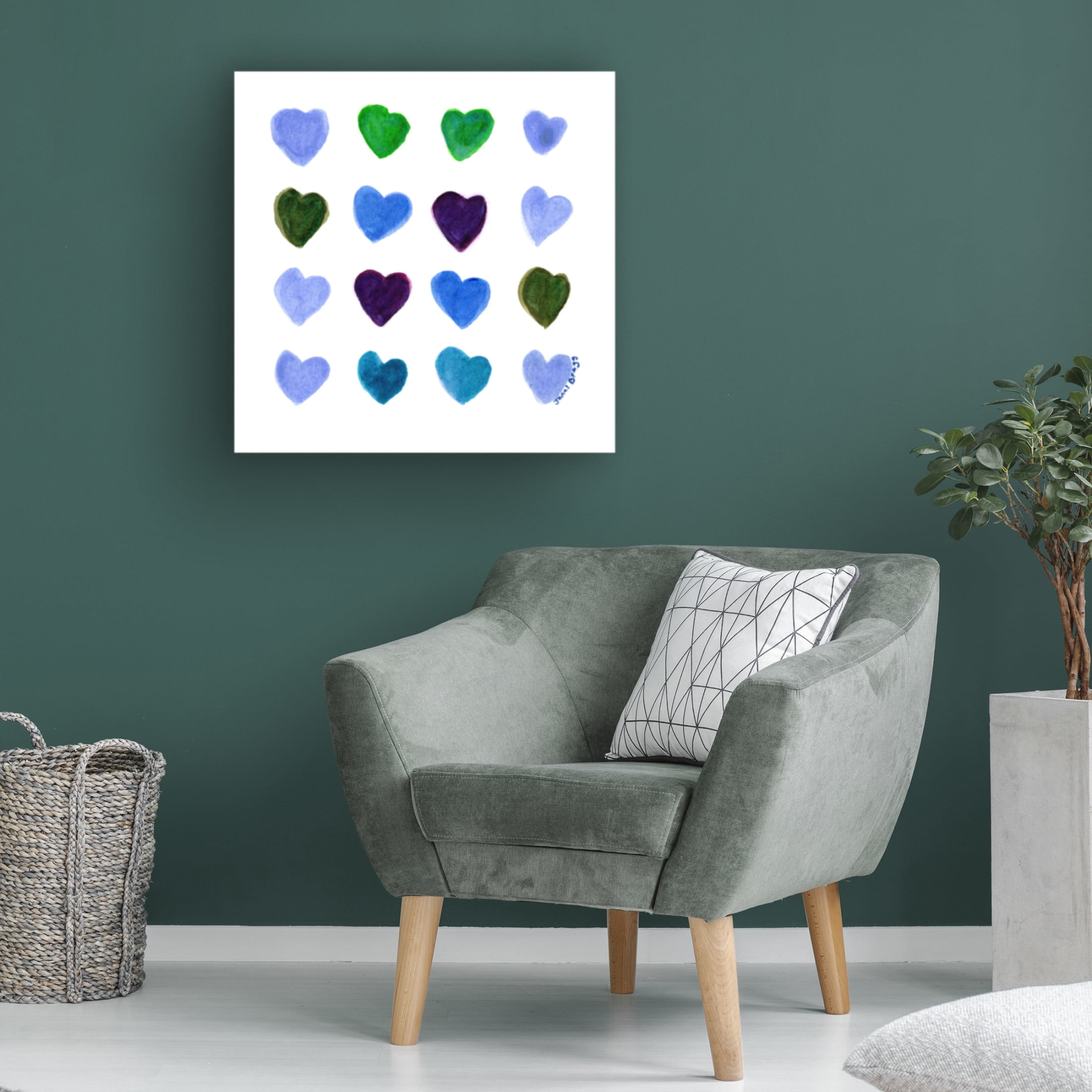 Canvas Wall Art - Janel Bragg 'Square of Hearts 4' Wall Art for Living Room, Bedroom, or Office Décor by Trademark Fine Art - 14 x 14 Inches
