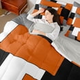 thumbnail image 5 of Manfei Orange Geometric King Bedding, Abstract Grid King Bed in a Bag, Black White Orange Gray, Gray Reversible 7-Piece, 5 of 6