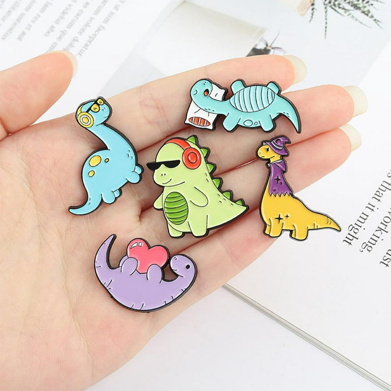 RipGrip 7 Cute Pins for Kids - Enamel Pins for Backpack Aesthetic Cute Pins for Jackets Enamel Pin Sets for Bookbags, Cool Pins for Jackets, Dinosaur Lapel