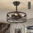 thumbnail image 1 of Zardon 16.5 inch Caged Ceiling Fan with Light and Remote Control, Walnut Farmhouse Ceiling Fans for Kitchen, Bedroom, Indoor, 6 Speed, Quiet, Timing, 1 of 7