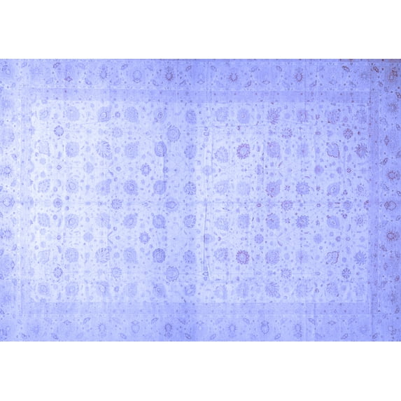 Ahgly Company Machine Washable Indoor Rectangle Oriental Blue Traditional Area Rugs, 7' x 10'